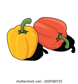 Bulgarian pepper. Vector 3d sketch line isometric, color icon illustration, flat style. Creative design idea and elements for infographics and website.
