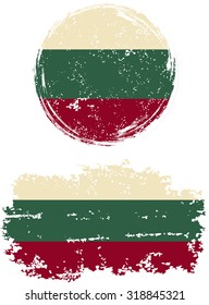 Bulgarian round and square grunge flags. Vector illustration. Grunge effect can be cleaned easily. 