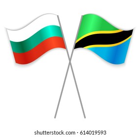 Bulgarian and Tanzanian crossed flags. Bulgaria combined with Tanzania isolated on white. Language learning, international business or travel concept.