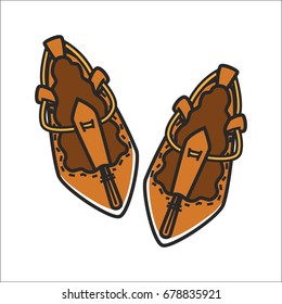 Bulgarian traditional ethnic woman shoes tsarvuli vector isolated icon