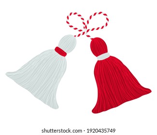 Bulgarian traditional martenitsa red and white design