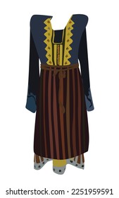 Bulgarian traditional women's dress. Bulgarian traditional. Old bulgarian dress. Mysterious dress from past.