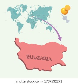 Bulgaria's place in the world. 3D map