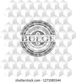 Bulge grey badge with geometric cube white background