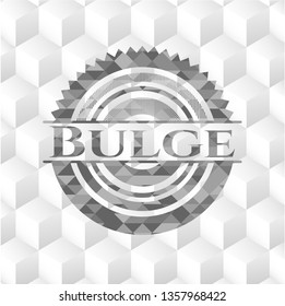 Bulge realistic grey emblem with cube white background