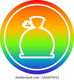 bulging sack circular icon with rainbow gradient finish