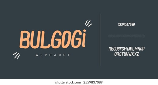 Bulgogi creative modern geometric urban alphabet font. Digital abstract futuristic, game, techno, robot, music, logo, sport, minimal technology typography. Simple numeric vector illustration