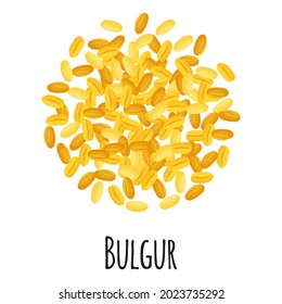 Bulgur for template farmer market design, label and packing. Natural energy protein organic super food. Vector cartoon isolated illustration.