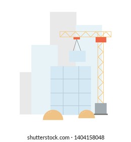 Buliding Construction Flat Illustration with Simple Layout