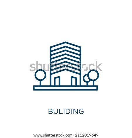 buliding icon. Thin linear buliding outline icon isolated on white background. Line vector buliding sign, symbol for web and mobile