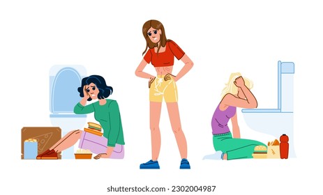 bulimia disorder vector. body woman, problem anorexia, female weight, slim depression, health anorexic bulimia disorder character. people flat cartoon illustration