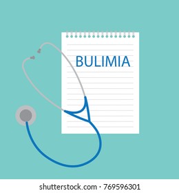 bulimia written in notebook- vector illustration