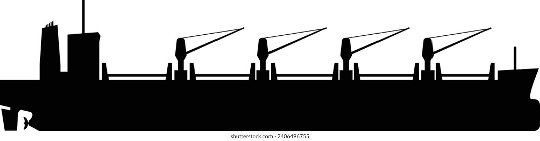 Bulk carrier icon from side view, transparent background