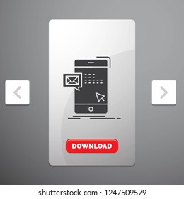 bulk, dialog, instant, mail, message Glyph Icon in Carousal Pagination Slider Design & Red Download Button