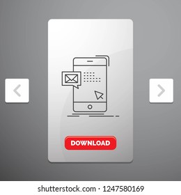 bulk, dialog, instant, mail, message Line Icon in Carousal Pagination Slider Design and Red Download Button