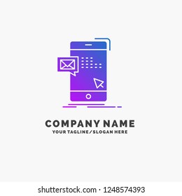 bulk, dialog, instant, mail, message Purple Business Logo Template. Place for Tagline.