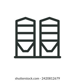 Bulk feed bins isolated icon, grain storage silos vector symbol with editable stroke