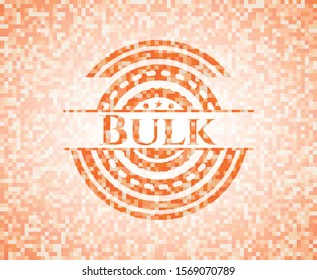 Bulk orange tile background illustration. Square geometric mosaic seamless pattern with emblem inside.