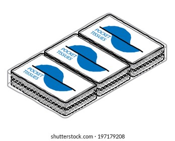 A bulk pack of of pocket tissues.