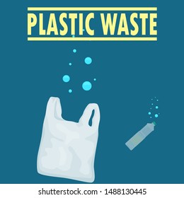 Bulk plastic waste in the sea, reducing plastic use, vector.