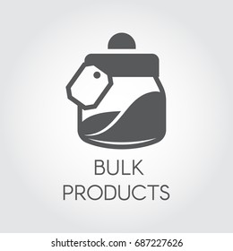 Bulk products in the bank flat icon. Cookery and kitchen accessories concept. Simple logo or button for cooking websites, online shops, mobile apps and other design needs. Vector illustration