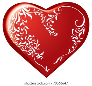 bulk red heart with abstract floral pattern