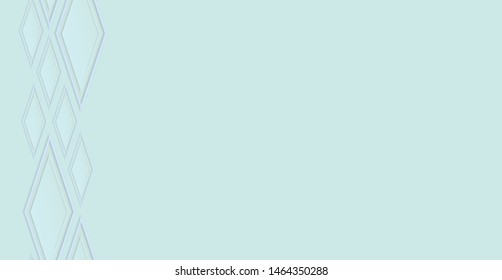 Bulk rhombuses go from top to bottom along the left edge of a seamless background. The picture is made in light blue colors.