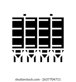 bulk storage cement production glyph icon vector. bulk storage cement production sign. isolated symbol illustration