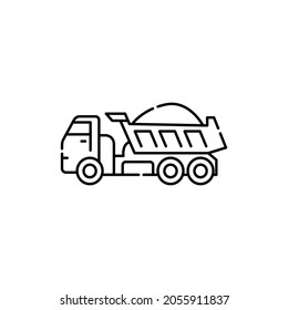 Bulk truck sign сolor line icon. Road construction. Pictogram for web page, mobile app, promo. UI UX GUI design element. Editable stroke.