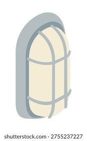 Bulkhead lamp - hand drawn isometric vector illustration.