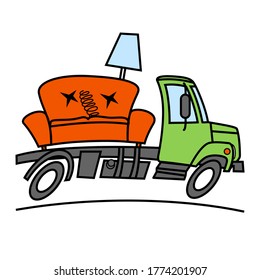Bulky garbage collection. Vector scalable drawing.