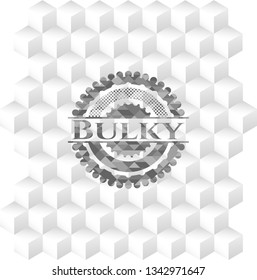 Bulky grey emblem with cube white background