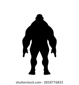 Bulky Monster Silhouette in Solid Vector Illustration for Fantasy Design