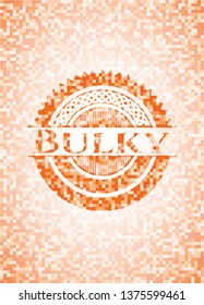 Bulky orange tile background illustration. Square geometric mosaic seamless pattern with emblem inside.