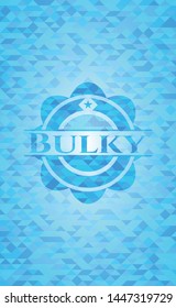 Bulky sky blue emblem with mosaic background