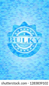 Bulky sky blue emblem with triangle mosaic background