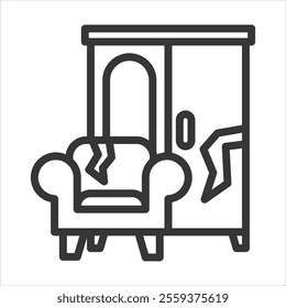 Bulky Waste Outline Icon Vector Illustration