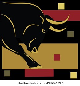 Bull abstract art modern creative illustration on a bright background vector