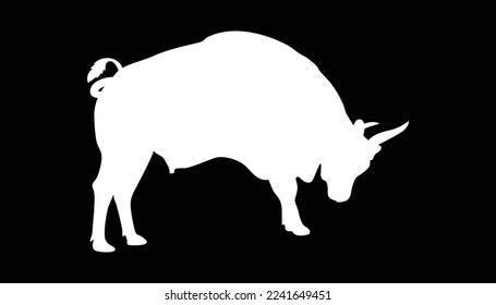 Bull abstract isolated on a white backgrounds. big aggressive muscle bull attacking. Black and white bull animal logo design . icon logo