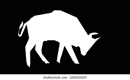 Bull abstract isolated on a white backgrounds. big aggressive muscle bull attacking. Black and white bull animal logo design . icon logo