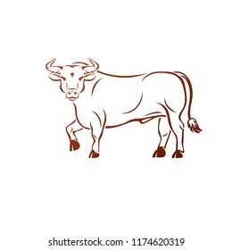 Bull ancient emblem animal element. Heraldic vector design element. Retro style label, heraldry logo.