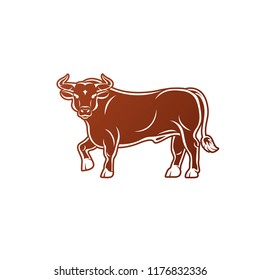 Bull ancient emblem animal element. Heraldic vector design element. Retro style label, heraldry logo.