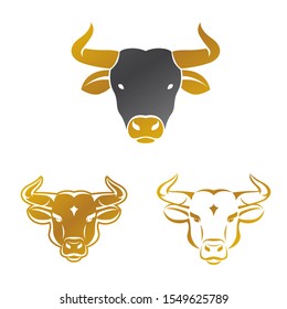 Bull ancient emblems elements set. Heraldic vector design elements collection. Retro style label, heraldry logo.