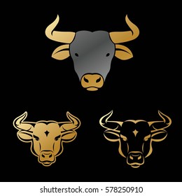 Bull ancient emblems elements set. Heraldic vector design elements collection. Retro style label, heraldry logo.