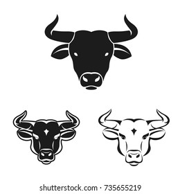 Bull ancient emblems elements set. Heraldic vector design elements collection. Retro style label, heraldry logo.