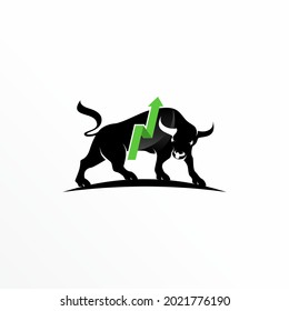 Bull andTraffic or up arrow image graphic icon logo design abstract concept vector stock. Can be used as a symbol related to animal or trading.