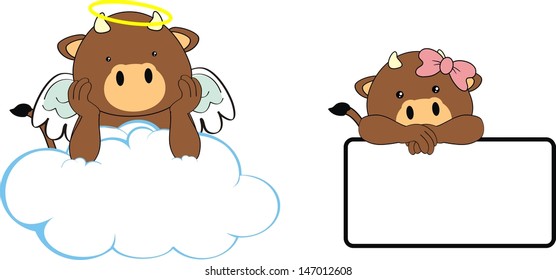 bull angel baby cartoon copyspace in vector format very easy to edit