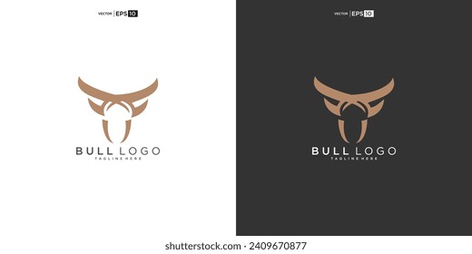 bull, angus cow bison buffalo head premium logo design. Creative bull horns