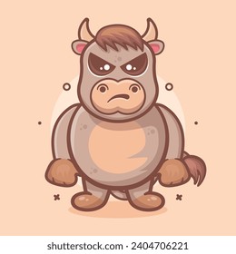 bull animal character mascot with mad expression isolated cartoon