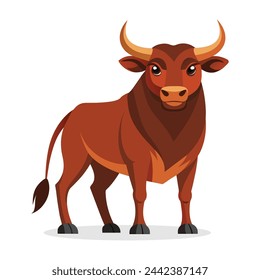 Bull Animal isolated flat vector illustration on white background